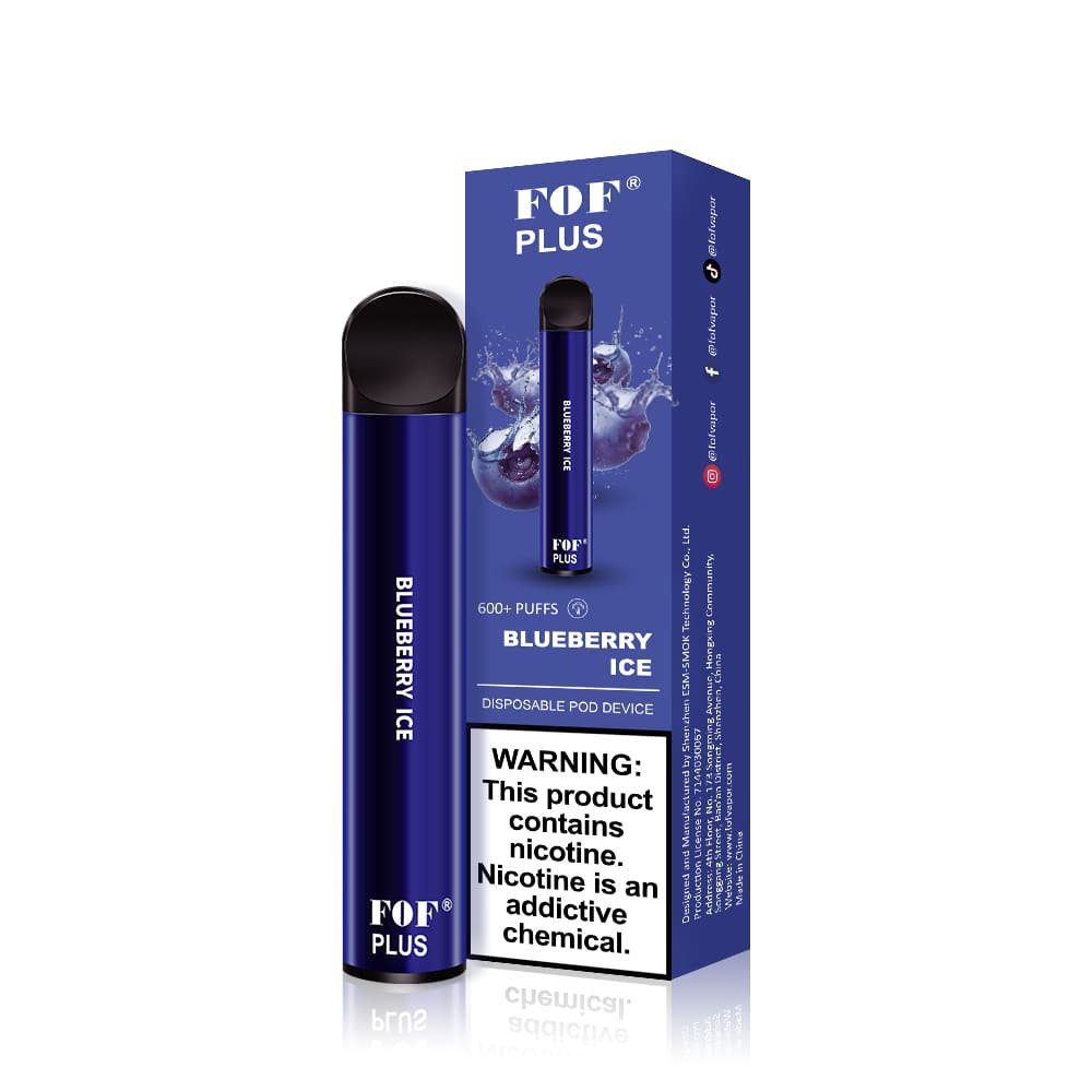 FOF PLUS 600 Puffs Disposable pod device BLUEBERRY ICE flavor