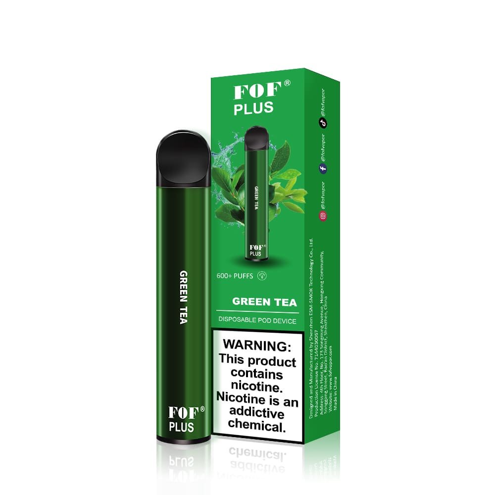 FOF PLUS 600 Puffs Disposable pod device GREEN TEA flavor