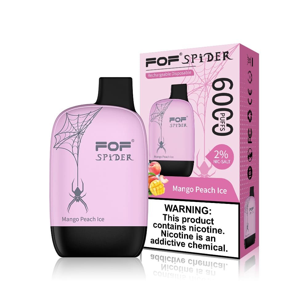 FOF Spider 6000 Puffs Disposable Pod Device Mango Peach Ice