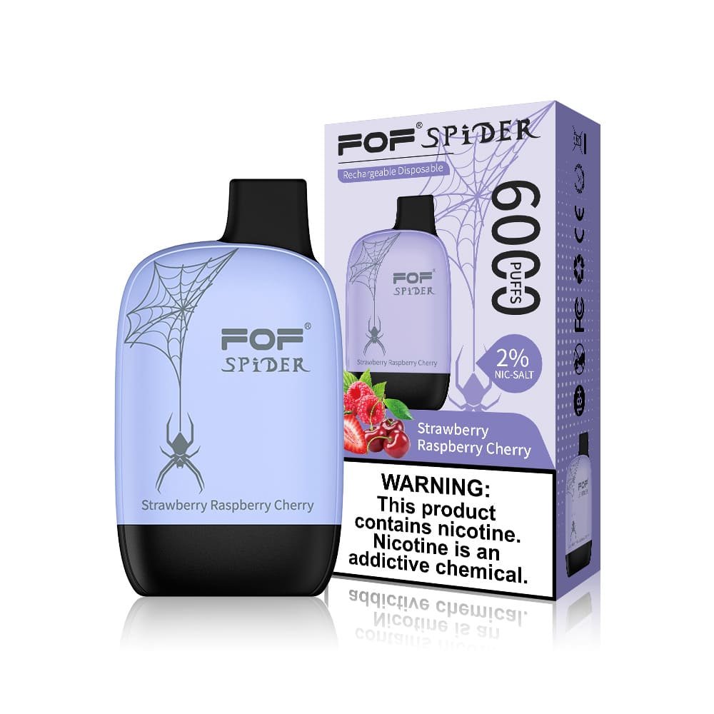 FOF Spider 6000 Puffs Disposable Pod Device Strawberry Raspberry Cherry