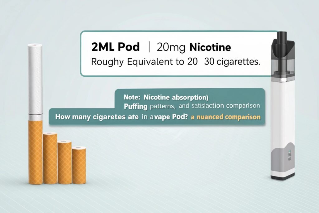 Comparative diagram of cigarettes versus vape pod nicotine content