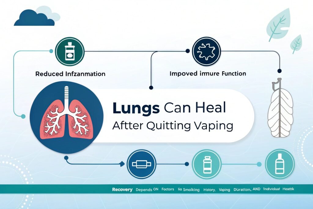 Lung recovery timeline illustration