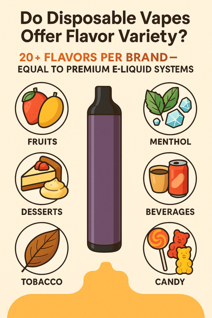 disposable vape flavor menu display