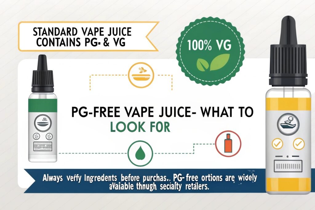 A bottle of 100% VG vape juice with a clear label