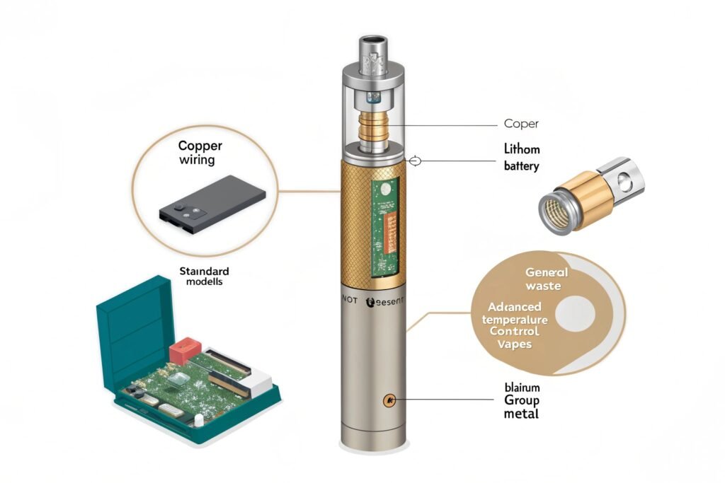 Components of disassembled vape device
