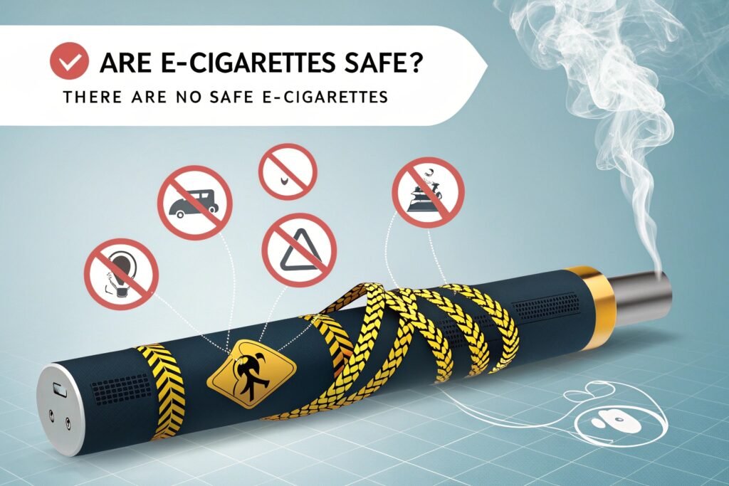 A graphic illustrating the relative risks of smoking, vaping, and not using nicotine products