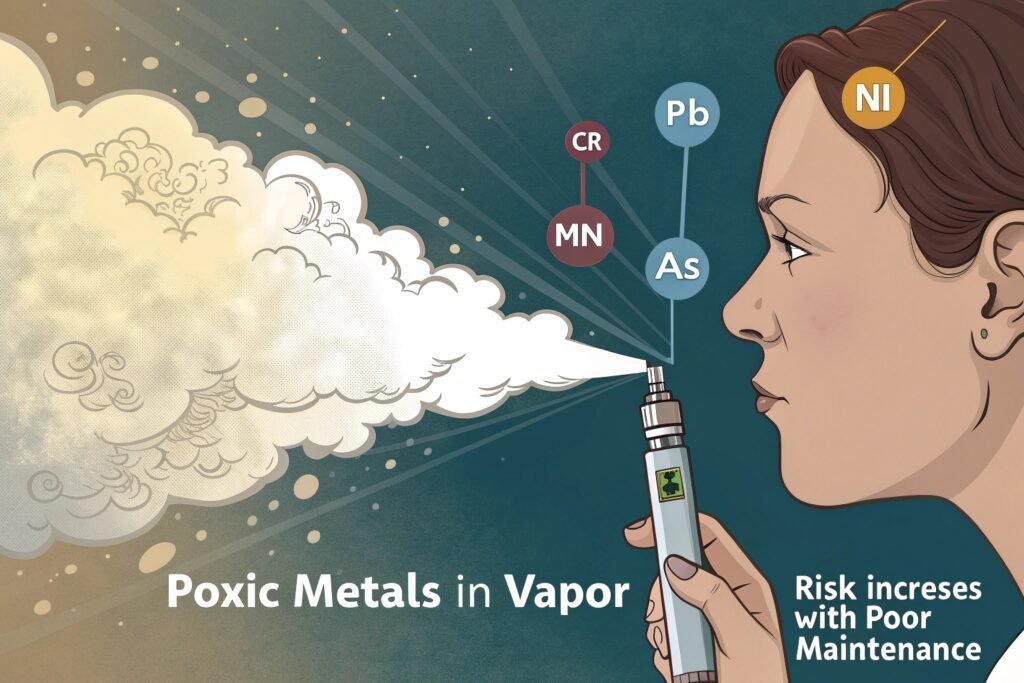 Metallic components of e-cigarette devices