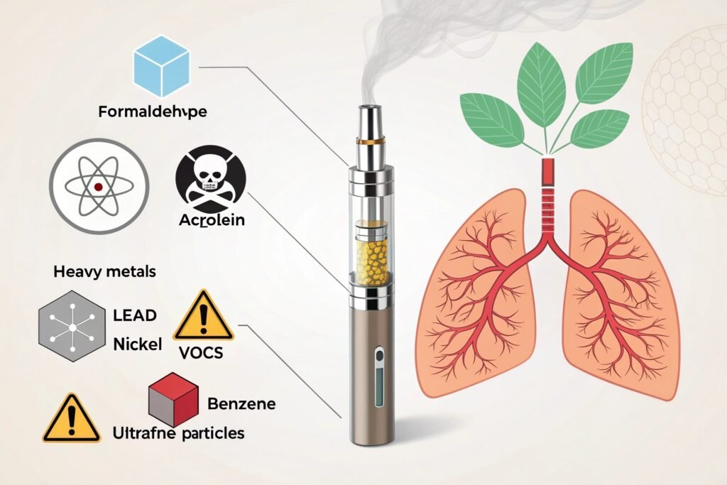 Illustration of lungs with vape particles