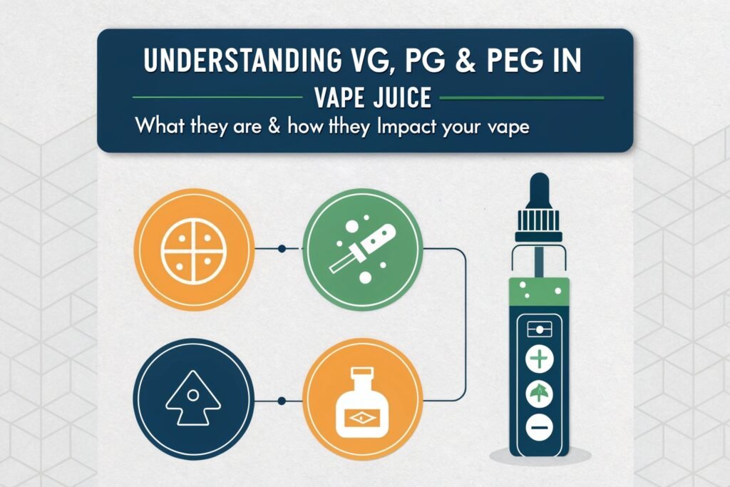 Bottles of different e-liquid bases
