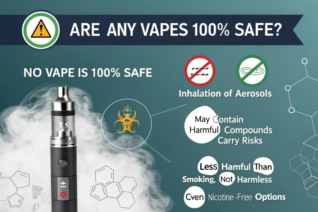 A warning label stating "Vaping is not a safe alternative to smoking"