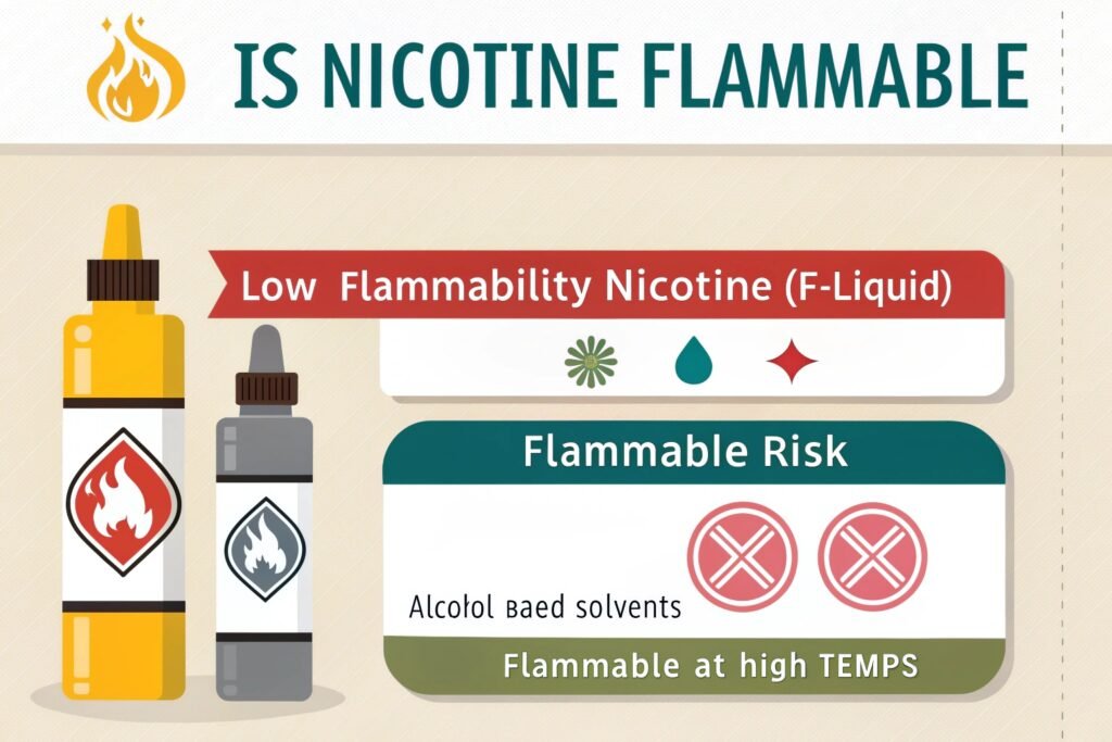 Bottle of liquid nicotine with a warning label
