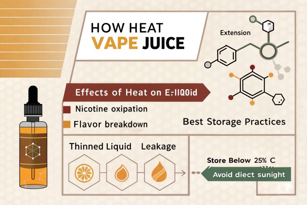 Vape juice bottles stored in a cool, dark place