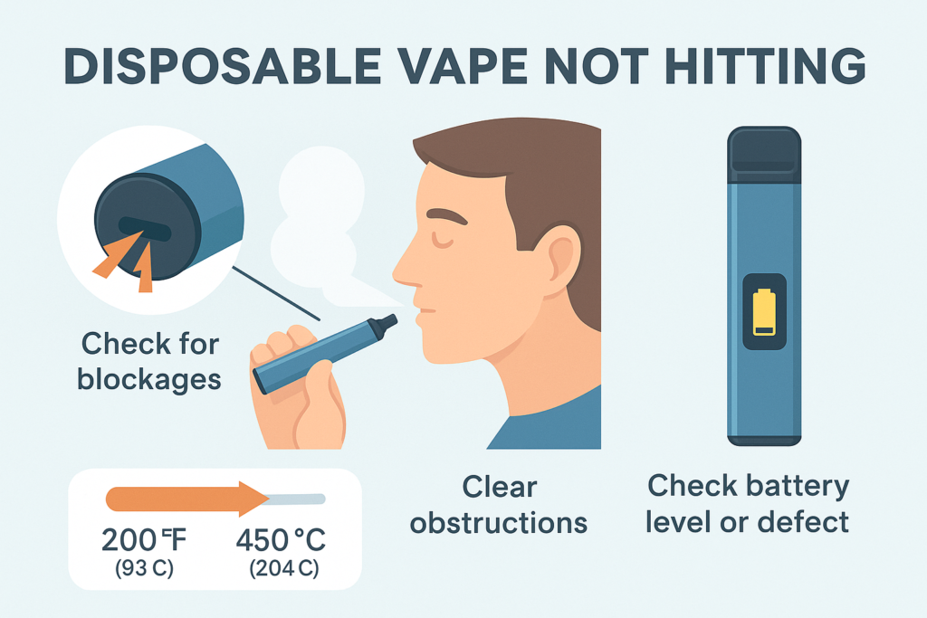 A close-up of a disposable vape mouthpiece, highlighting the importance of clear airflow for proper function