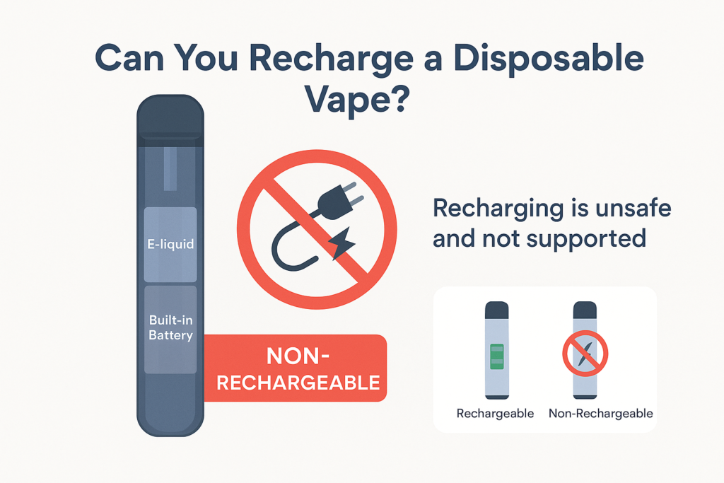 A typical disposable vape with its internal components exposed, highlighting the non-rechargeable battery