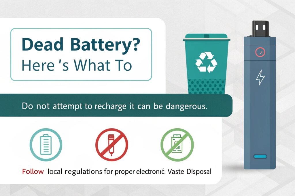 A depleted disposable vape with a dead battery, emphasizing the need for proper disposal